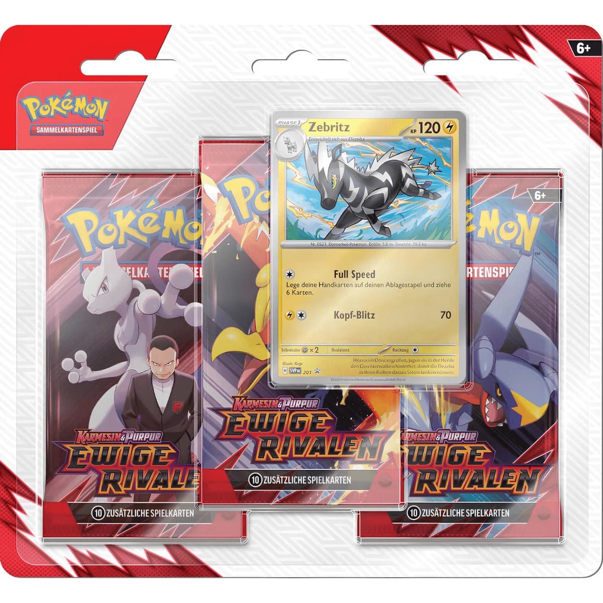 Pokémon Ewige Rivalen 3 Pack Blister Zebritz Promokarte