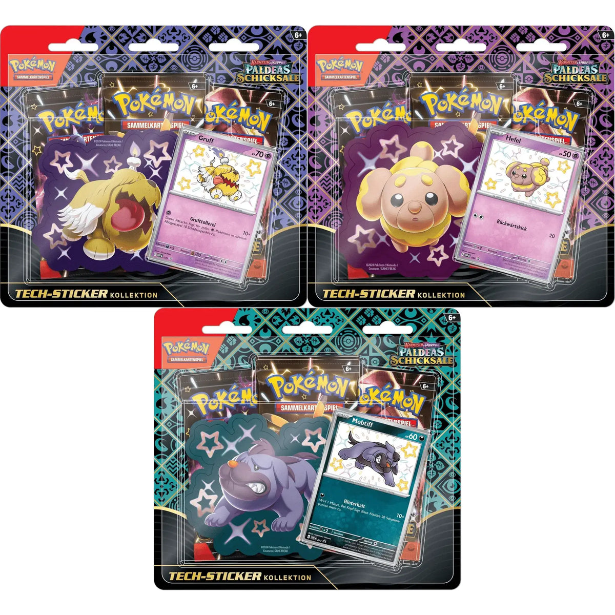 Pokémon Tech-Sticker Kollektion Paldeas Schicksale Gruff, Hefel und Mobtiff Promokarte