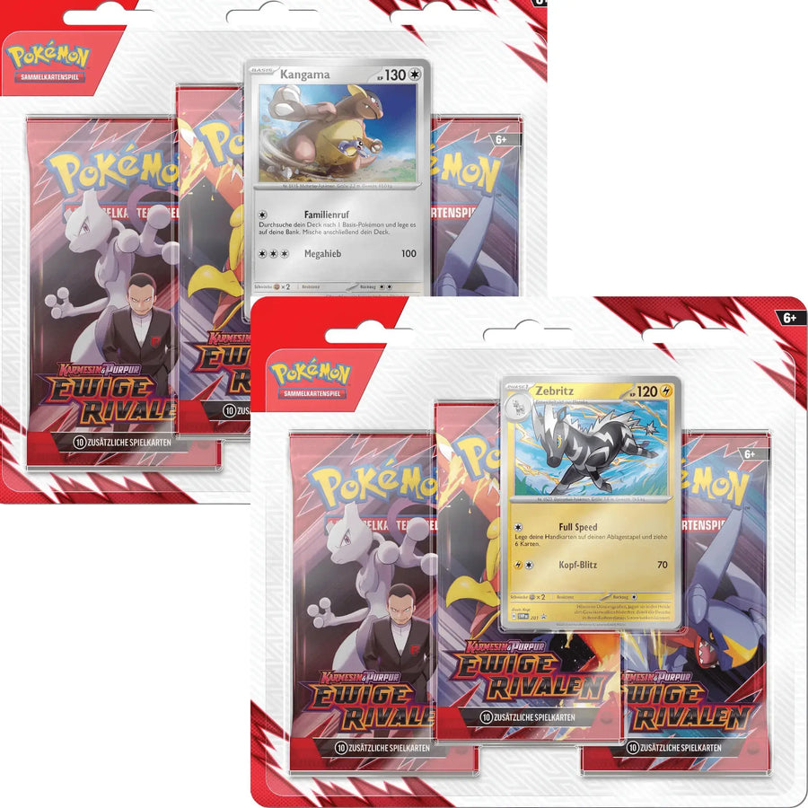 Pokémon Ewige Rivalen 3 Pack Blister mit Kangama und Zebritz Promokarte