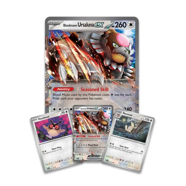 Pokemon Promokarte Bloodmoon Ursaluna ex, Hoothoot und Noctowl