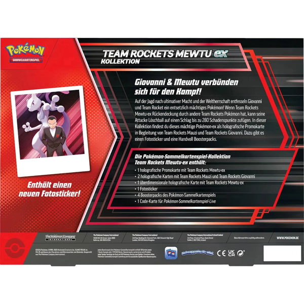 Pokemon Team Rockets Mewtu ex Kollektion Deutsch Rückseite