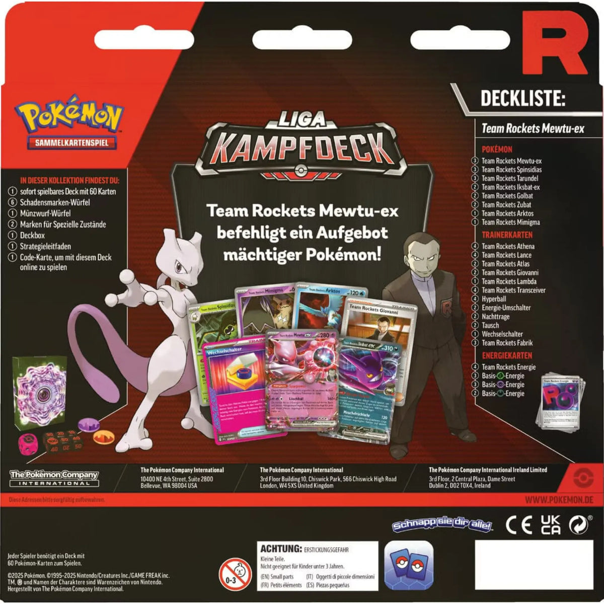 Pokemon Team Rockets Mewtu ex Liga Kampfdeck