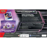 Rückseite der Cynthia's Garchomp EX Premium-Kollektion – mit Produktinformationen und Highlights