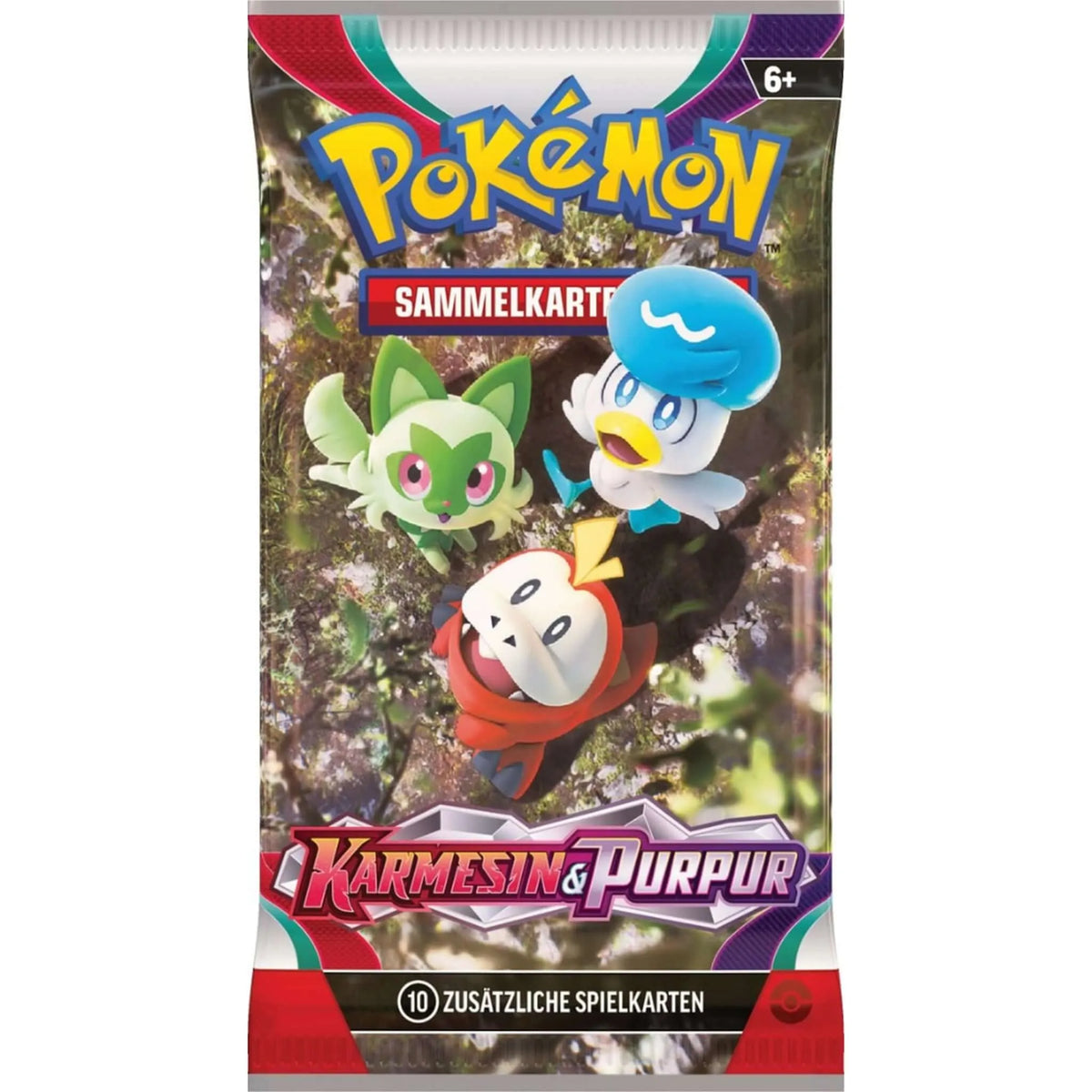 Pokémon Booster Karmesin & Purpur – Artwork mit Felori, Krokel und Kwaks Starter-Pokémon