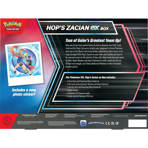 Pokemon Hop's Zacian ex Box Englisch Rückseite