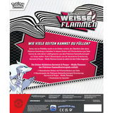 Rückseite der Pokémon Weiße Flammen Ordner-Kollektion mit Beschreibung und Inhalt